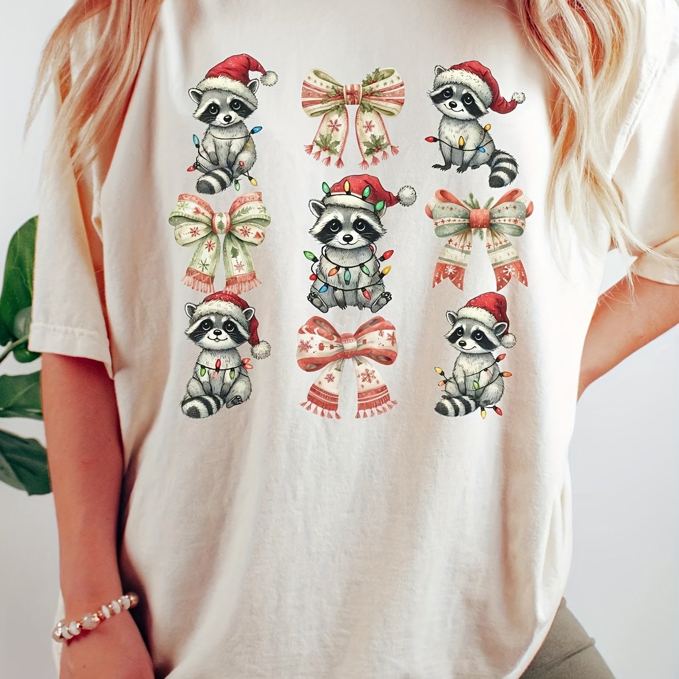 This Cute Christmas Print T-Shirt is the perfect festive addition to your wardrobe. Crafted from soft polyester, this casual crew neck tee is not only comfortable but also machine washable. Show off your holiday spirit with its cute and fun Christmas print design.