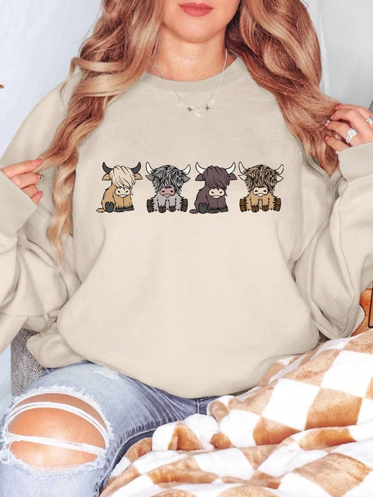 Experience ultimate comfort and cuteness with our Cute & Cozy sweatshirt featuring a charming cartoon cow graphic. Crafted with soft fabric and a round neck design, this sweatshirt is perfect for women seeking style and coziness.