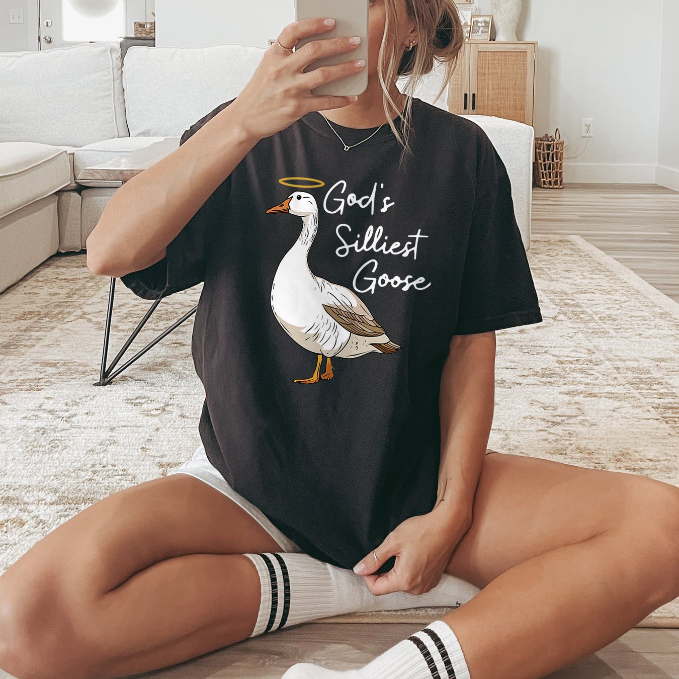 Crafted with a stylish goose print, this T-shirt is perfect for summer and spring. Made for women, it's sure to add a fun touch to your wardrobe. Its lightweight material and comfortable fit make it ideal for everyday wear. Add a touch of cuteness to your outfit with this must-have tee.