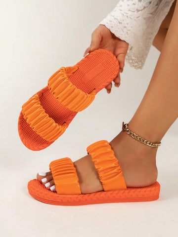 Step into summer fun with these cute orange flat shoes designed just for women! Featuring a fresh fold design, they’re easy to slip on and off while adding a splash of vibrant color to your beach days. The slip-resistant sole keeps you steady on sandy shores or poolside, making every step safe and stylish. Perfect for sunny adventures, these sandals blend comfort and playful charm effortlessly.