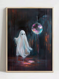 Add a touch of fun to your fall décor with this Cute Preppy Halloween Ghost Canvas Art. Featuring a disco ball design, it brings a playful vibe perfect for homes and dorm rooms. Celebrate the season with a quirky twist that brightens any space with festive charm.