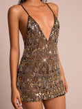 Turn heads and light up the night in this Dazzling Gold Sequin Mini Dress. Perfect for parties and nightclubs, its sparkling sequins catch every flicker of light, making you the star of the evening. Flirty and fun, this mini dress combines bold glamour with a playful vibe for unforgettable cocktail moments. Get ready to dance, shine, and own the spotlight!