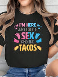 This taco print t-shirt is the perfect blend of delicious and casual. With its crew neck design, it offers both comfort and style. A must-have for any taco aficionado, this tee is sure to be a hit in any casual setting. So go ahead and spice up your wardrobe with this deliciously quirky t-shirt!