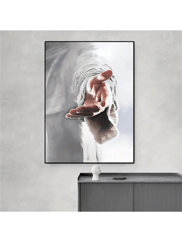 Bring divine inspiration into your home with this unframed canvas print featuring the hand of Jesus. Perfect for adding a touch of spirituality to your wall decor. Let Jesus guide your home with this unique artwork.
