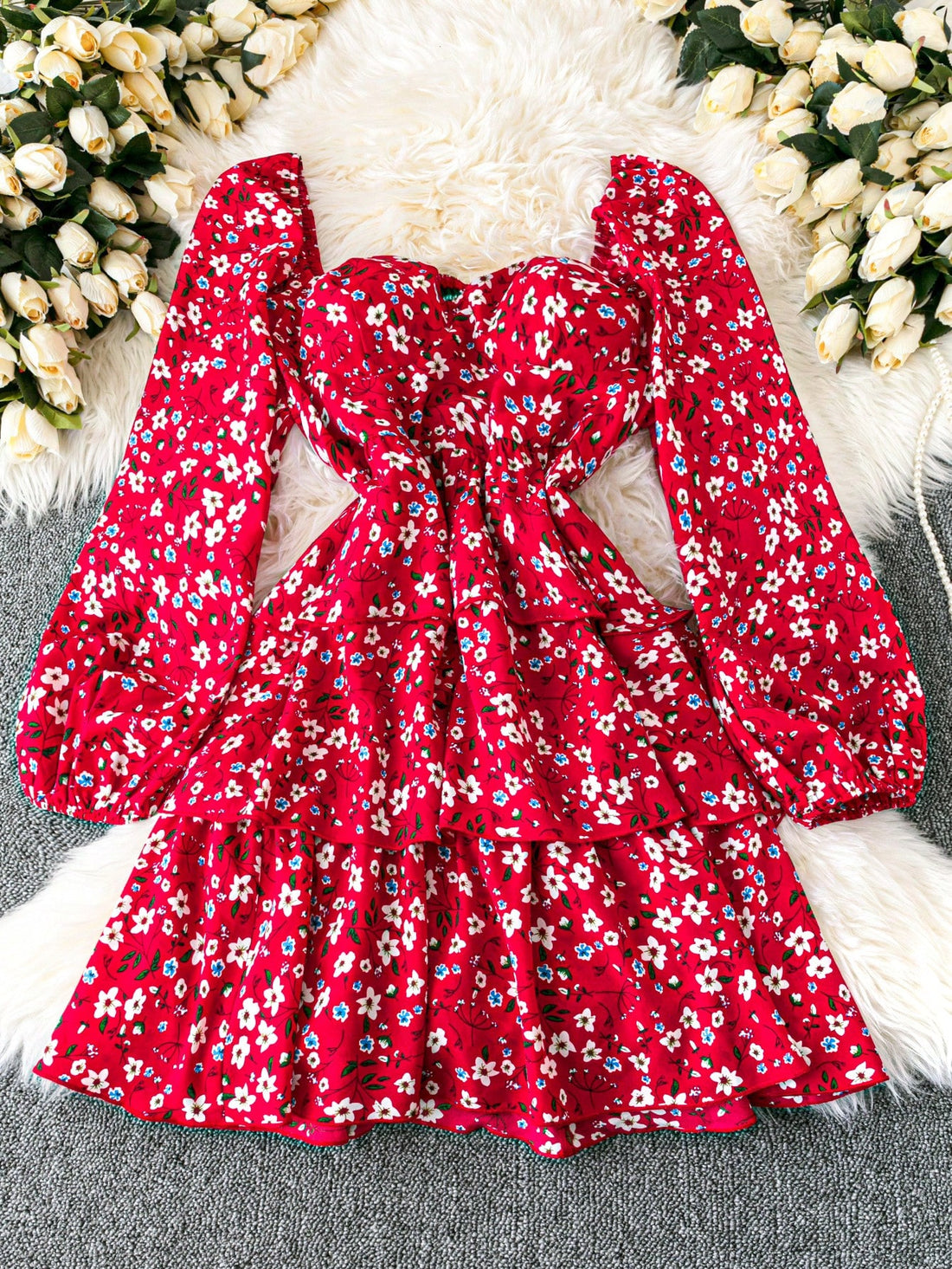 Unleash your inner fashionista with the DreamSkyne Plus Size Women Elegant Floral Layered Ruffle Waist Midi Dress. This stunning dress features a unique floral pattern and layered ruffle waist for a flattering and elegant look. Perfect for any occasion, this dress will have you feeling confident and stylish.