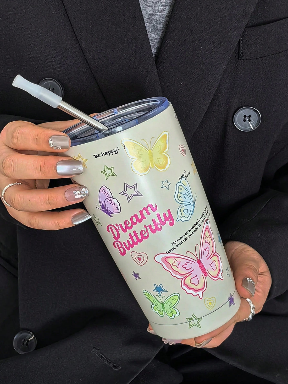 Experience your drinks at the perfect temperature with our Dreamy Butterfly Double-Walled Stainless Steel Insulated Travel Mug. The ideal gift for any occasion, this mug keeps your beverages hot or cold for longer. Made with high-quality materials, it's both durable and stylish. Upgrade your on-the-go drink experience now!