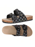 Experience ultimate comfort and style with our Dreamy Checkered Flatform Slides. With a double buckle design, these slides provide a secure fit while the nature-cork footbed supports your feet. The checkered pattern adds a touch of playfulness to these versatile and comfortable slides.