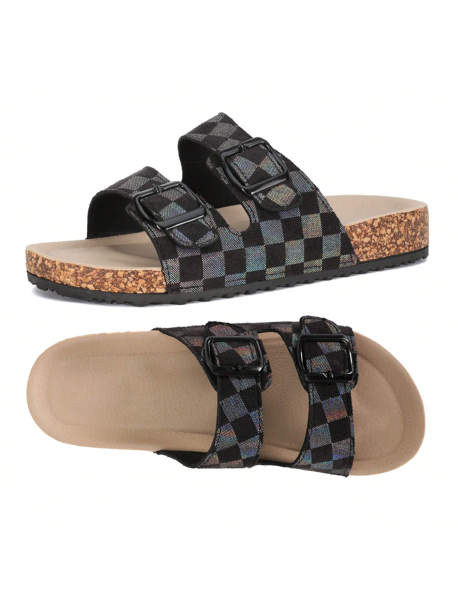 Experience ultimate comfort and style with our Dreamy Checkered Flatform Slides. With a double buckle design, these slides provide a secure fit while the nature-cork footbed supports your feet. The checkered pattern adds a touch of playfulness to these versatile and comfortable slides.