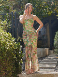 Step into a dreamy garden with this Dusty Blurred Flower Print Maxi Dress. Flowing ruffles dance with every step, while delicate spaghetti straps keep things light and breezy. Perfect for twirling into sunny days or breezy evenings, it blends playful charm with comfort for effortless style wherever you go.