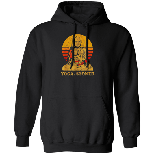 Yoga Stoned, Buddha Retro Sunset Pullover Hoodie