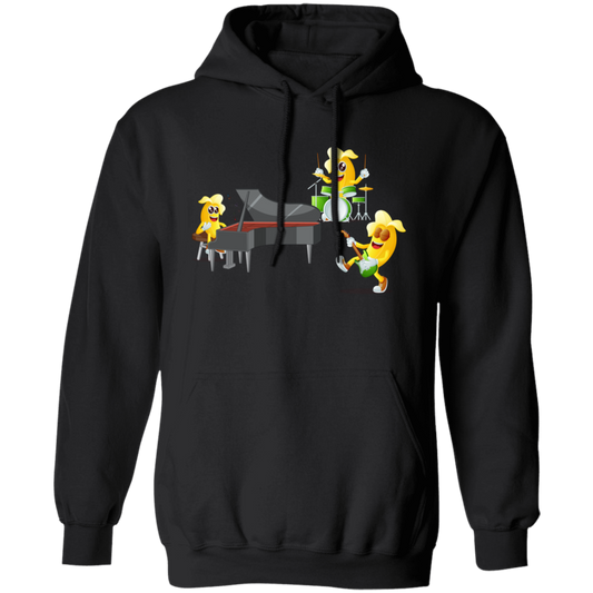 Banana Band, Banana Music Band, Banana Drum, Banana Guitarist, Banana Piano Pullover Hoodie