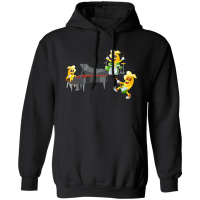 Banana Band, Banana Music Band, Banana Drum, Banana Guitarist, Banana Piano Pullover Hoodie