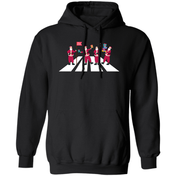 Santa Gift, Santa Road Crossing, Xmas Gift, Road Scene Christmas Pullover Hoodie