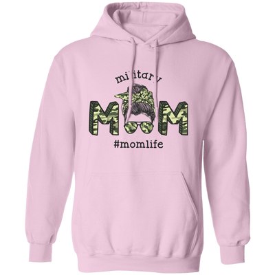 Military Mom, Mom Life, Army Mom, Messy Bun Pullover Hoodie