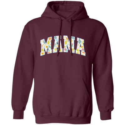 Mama Gift, Floral Mama, Mama Varsity, Mama Design, Mother's Day-blue Pullover Hoodie