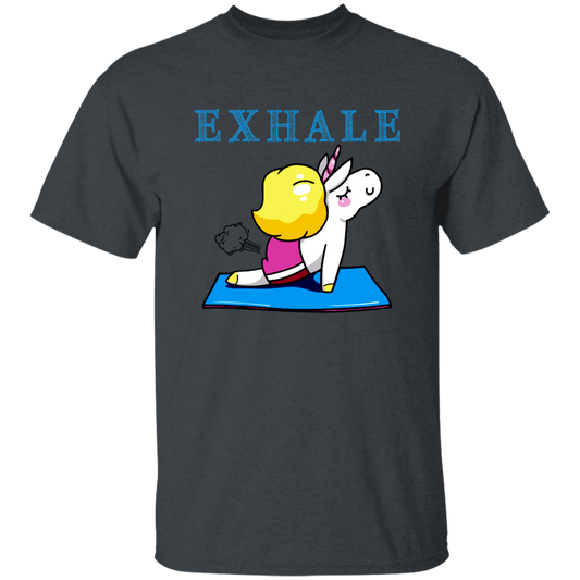 Exhale Unicorn Yoga, Please Exhale, Funny Yoga, Cute Unicorn Do Yoga Unisex T-Shirt