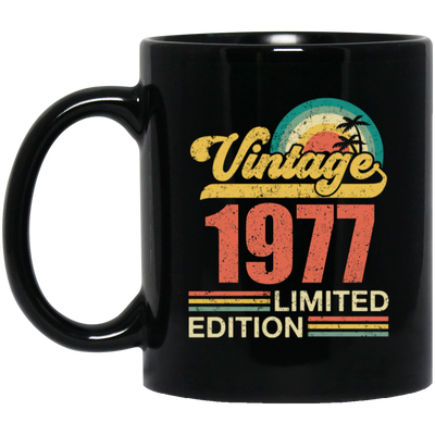 Hawaii 1977 Gift, Vintage 1977 Limited Gift, Retro 1977, Tropical Style Black Mug