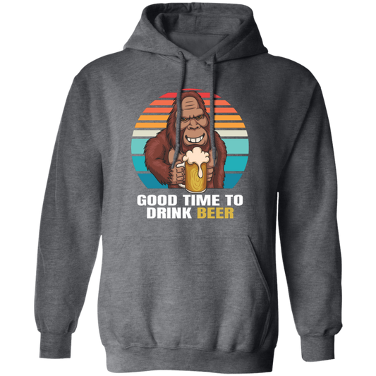 Good Time To Drink Beer, Retro Monkey, Gorilla Drink Beer Pullover Hoodie