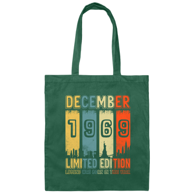 Retro Legend Was Born In December 1969 Gift Canvas Tote Bag