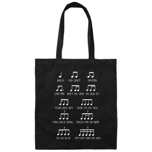 Music Design, Famous Musician, Music Note Canvas Tote Bag