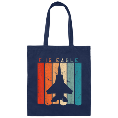 Retro F 15 Eagle Jet Fighter Vintage Aircraft Style Canvas Tote Bag