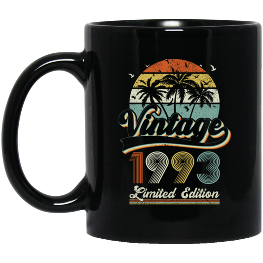 Vintage 1993, Birthday 1993, Retro Birthday, Limited Edition Black Mug