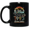 Vintage 1993, Birthday 1993, Retro Birthday, Limited Edition Black Mug