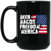 Beer Gift, Bacon Lover, Freedom Gift, American Flag, Love Bacon Gift Black Mug