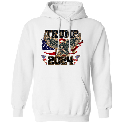 Stay warm and stylish with this official Trump 2024, Eagle American, PTSD American, and American Flag Pullover Hoodie. This soft and comfortable hoodie features printed logos and flag designs to show off your patriotic spirit. Perfect for showing your support for America or just adding a stylish piece to your wardrobe.