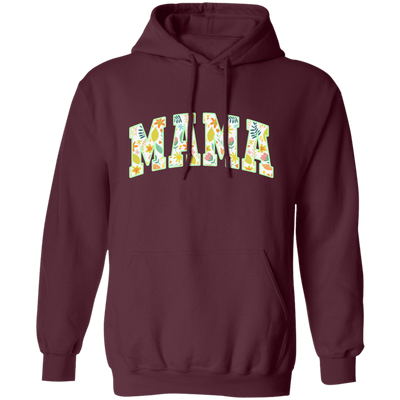 Mama Gift, Floral Mama, Mama Varsity, Mama Design, Mother's Day-green Pullover Hoodie