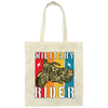 Military Rider, Motorbike, Retro Rider, Vintage Biker Canvas Tote Bag