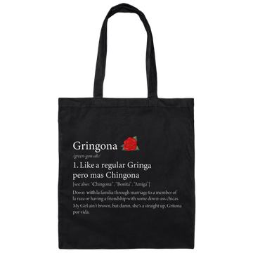Definition Of Gringona, Gringa Mixed Chingona, Gringa Rose Canvas Tote Bag