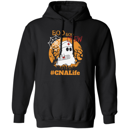 This trendy Halloween Pullover Hoodie features "CNA Life," "Boo Boo Crew," and "Nurse Ghost" designs, perfect for nurses looking to express their style this Halloween season. Crafted with an ultra-soft blend of cotton and polyester, this hoodie offers maximum comfort and warmth.