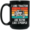 I Like Tractor And Maybe 3 People, Retro Tractor, Three Some Black Mug