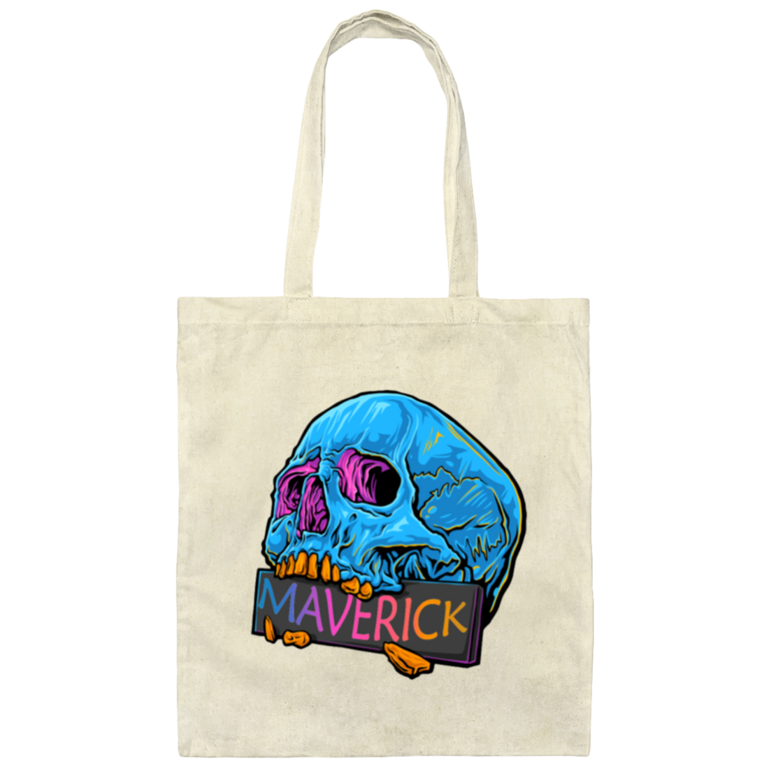 Cool Skull Maverrick, Colorful Maverick Design, Fashion Skull Gift Canvas Tote Bag