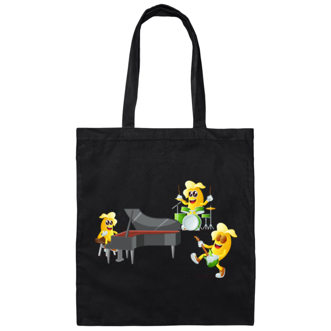 Banana Band, Banana Music Band, Banana Drum, Banana Guitarist, Banana Piano Canvas Tote Bag