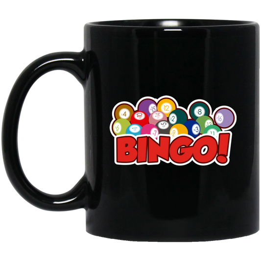 Love Bingo Balls, Bingo Ticket, Bingo Lottery, Love Bingo Black Mug