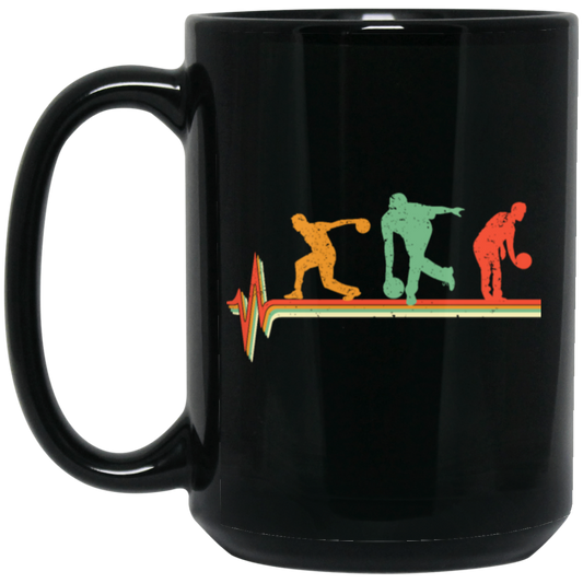 Bowling Lover, Retro Bowling, Bowling Lover Gift, Vintage Gift Black Mug