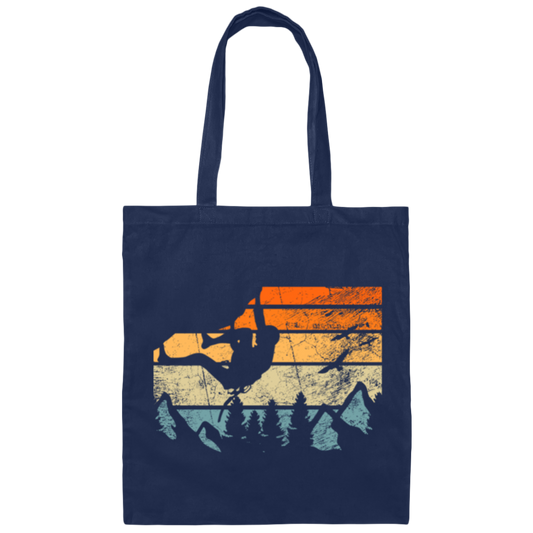 Retro Boulderer, Bouldering Lover, Vintage Mountain Canvas Tote Bag