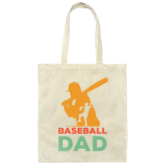 Baseball Dad, Gift For Dad, Vintage Baseball Dad Canvas Tote Bag