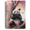 Cute Panda Under The Cherry Blossom Tree, Gentle And Lovely In Spring Canvas