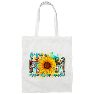 Mother's Gift, Being A Mom Makes My Life Complete, Best Mother In My Life, Colorful Mom Gift Canvas Tote Bag