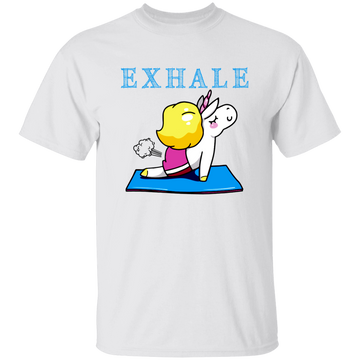 Exhale Unicorn Yoga, Please Exhale, Funny Yoga, Cute Unicorn Do Yoga Unisex T-Shirt