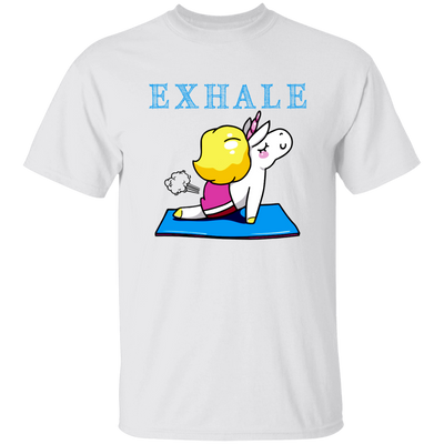 Exhale Unicorn Yoga, Please Exhale, Funny Yoga, Cute Unicorn Do Yoga Unisex T-Shirt