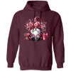 Pink Gnome, Cute Christmas, Cute Gnome, Pink Plaid Christmas Pullover Hoodie