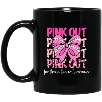 Pink Out For Breast Cancer Awareness, Tackle Cancer, Breast Cancer Awareness Black Mug