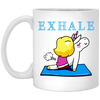 Exhale Unicorn Yoga, Please Exhale, Funny Yoga, Cute Unicorn Do Yoga White Mug