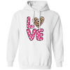 Love Heart Design, Leopard Pattern, Valentine's Day Pullover Hoodie