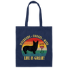 Retro Dog Weekends Wine Lovers Retro Life Is Great Canvas Tote Bag