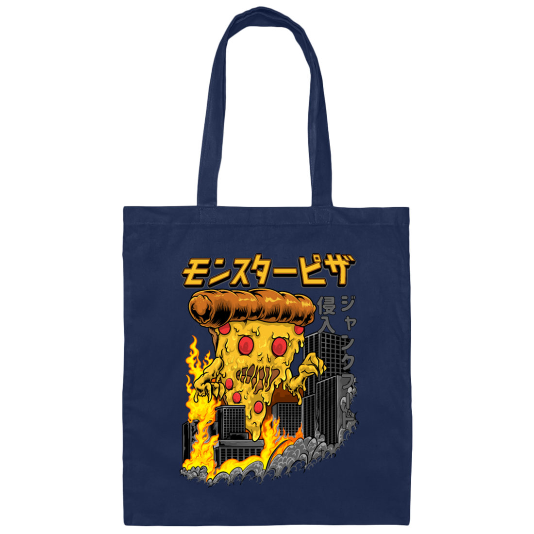 Love Pizza, Monster Pizza, Monster In City, Pizza Destroy City, Japanese Style Canvas Tote Bag